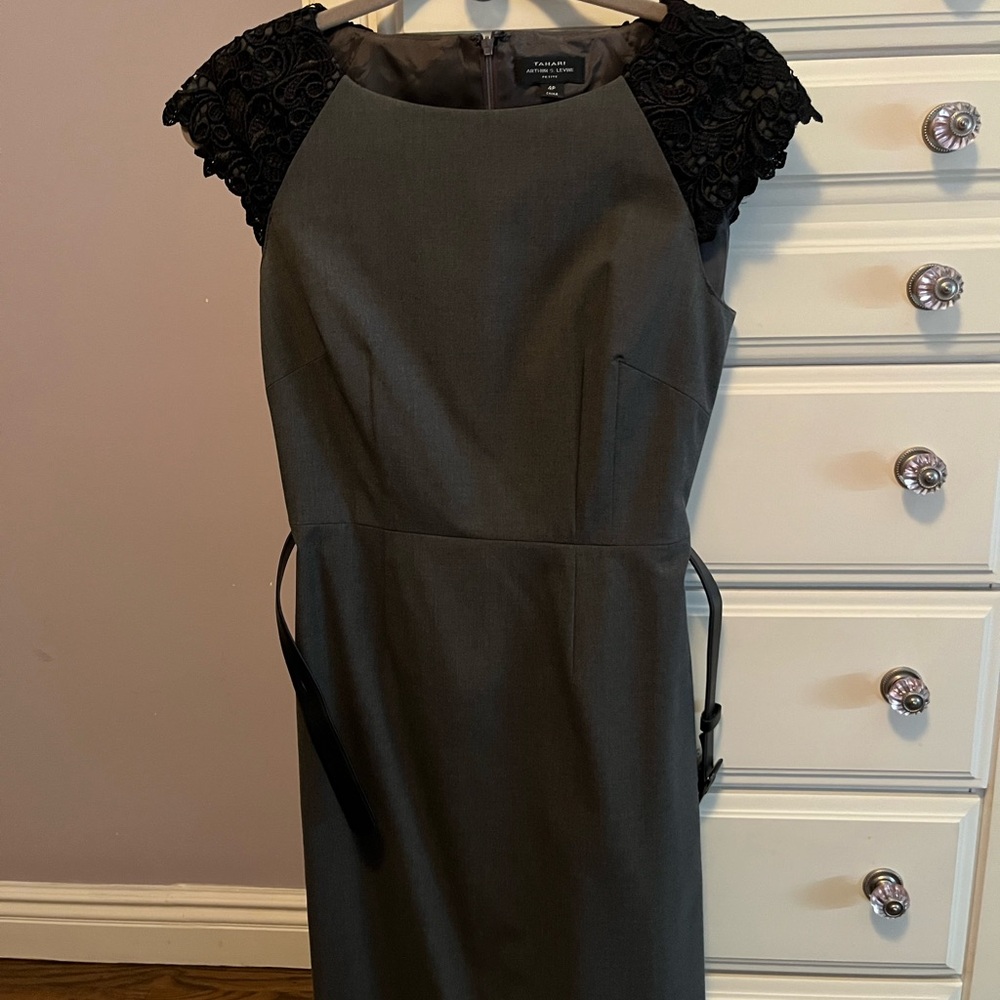 Tahari, capped sleeves, knee length dress